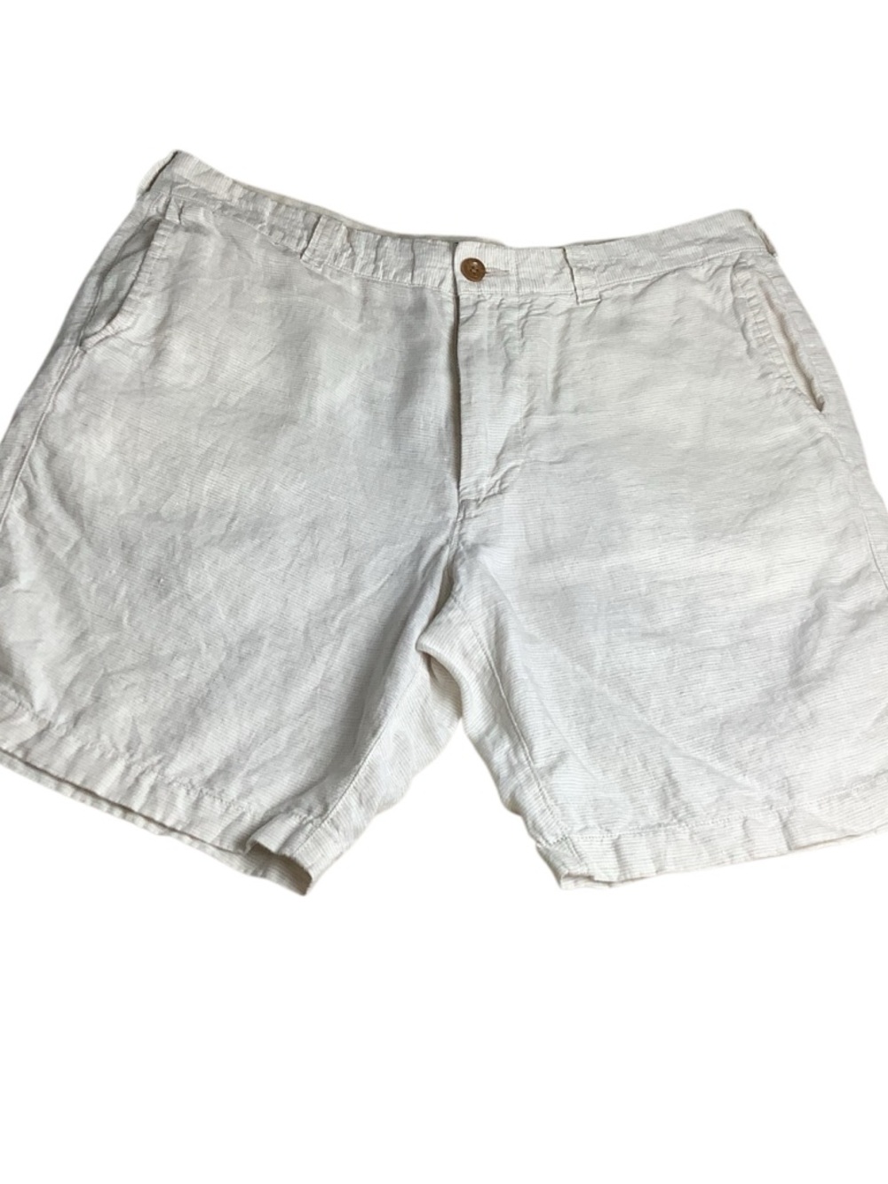 🛍️ 2/$25 J. Crew Men's 100% Linen Beige Tan micro striped shorts size 36